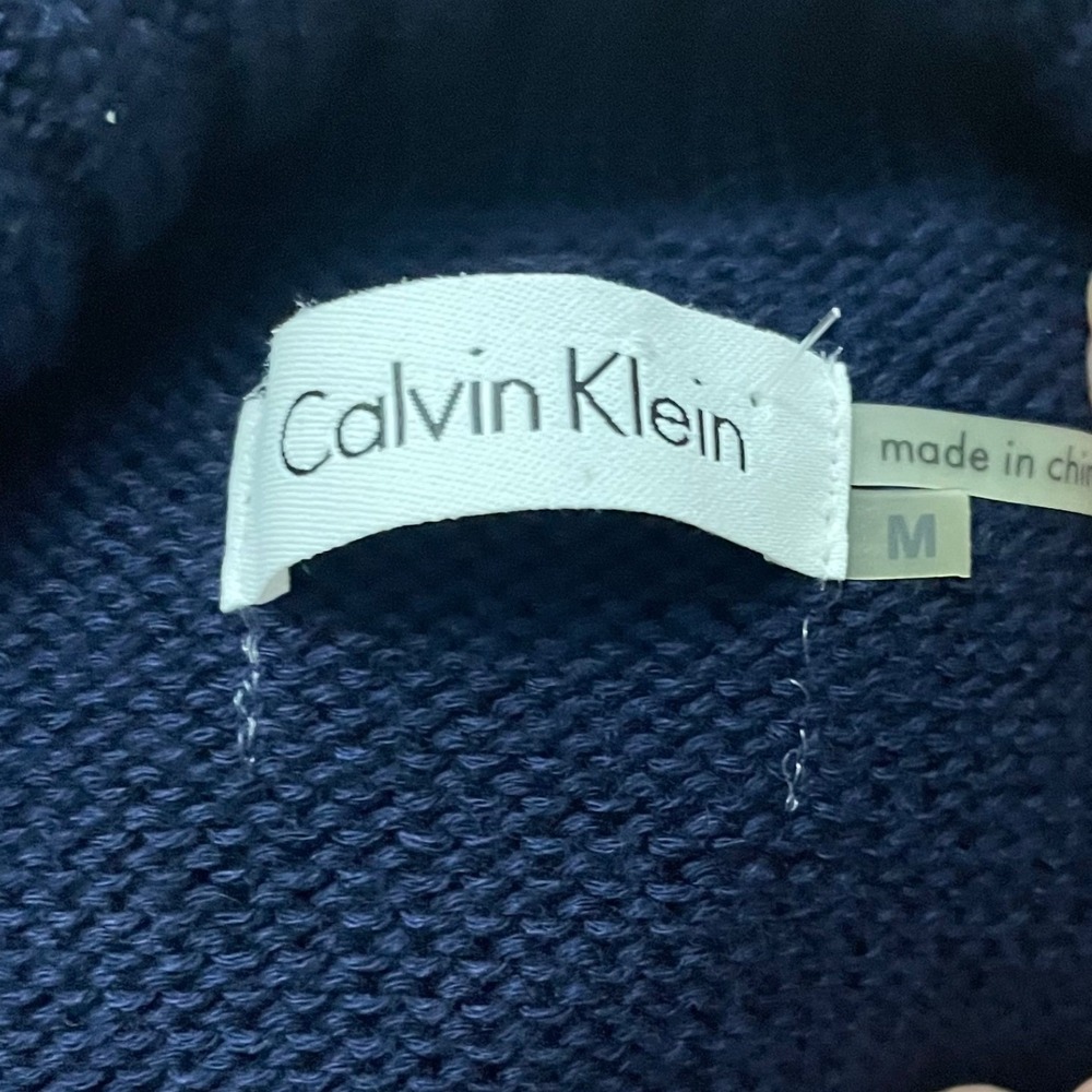 Calvin Klein Sweater Dress Women Medium Blue Cable Knit Button Collar Academia - Picture 5 of 6